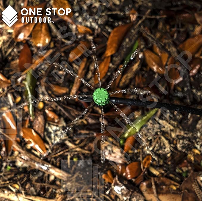 (100-PACK) - 1/4" Inch Universal 360* Degree Drip Emitter On 5" Stake - Adjustable Flow 0-18.5 GPH Fit 1/4 (4-7mm) Drip Irrigation Tubing - Professional Grade Drippers for Drip Irrigation